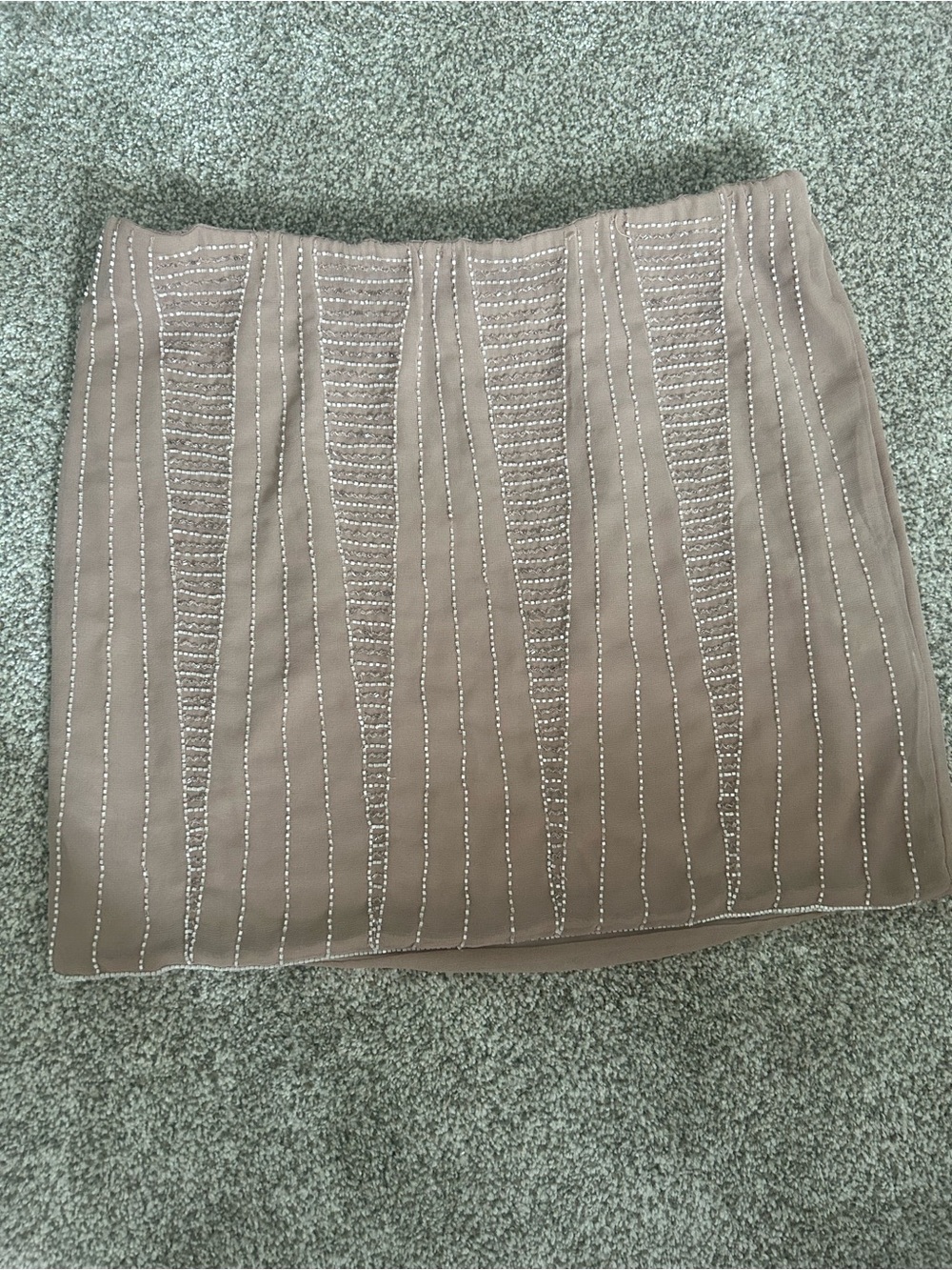 LC Lauren Conrad Taupe Beaded Mini Skirt